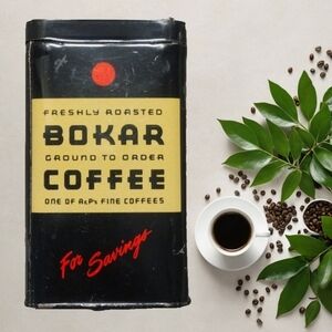 Vintage 1970s Bokar Coffee A&P Tin Piggy Bank